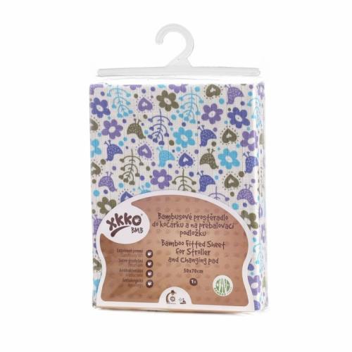 XKKO BMB Plachta s gumou do postieľky 120x60 - Flowers&Birds For Boys BMBSH6009