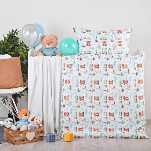 Obliečky detské Macko a lietadlo EMI Detský set 90x130 + 45x65