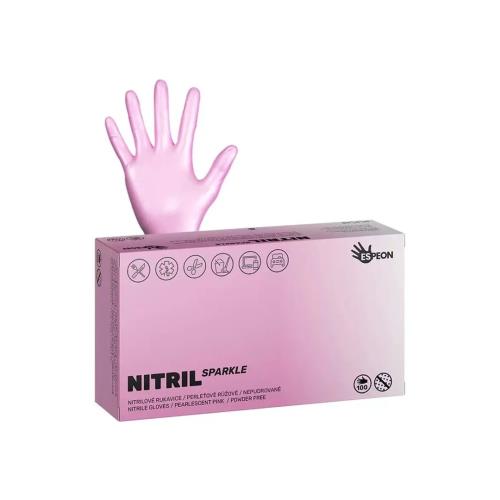 Nitrilové rukavice NITRIL SPARKLE 100ks Perleťovo ružová M