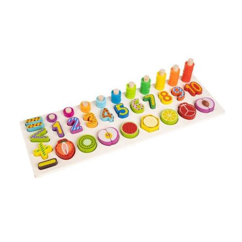 Pomôcka edukačná počítadlo drevené s číslami FRUIT MATCHING