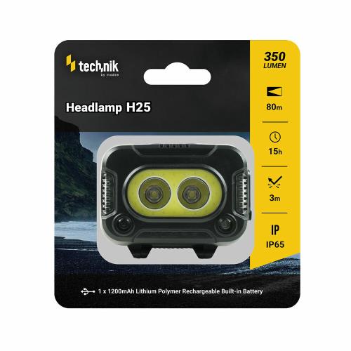 Technik MT-H25 čelovka s pogumovaním, LED CREE XPG-2+LED COB, USB-C, červené svetlo, stroboskop