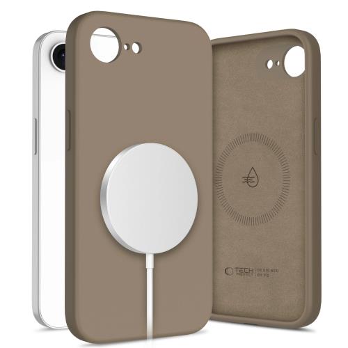 Tech-Protect Liquid Silicone MagSafe kryt na iPhone 16e, hnedý
