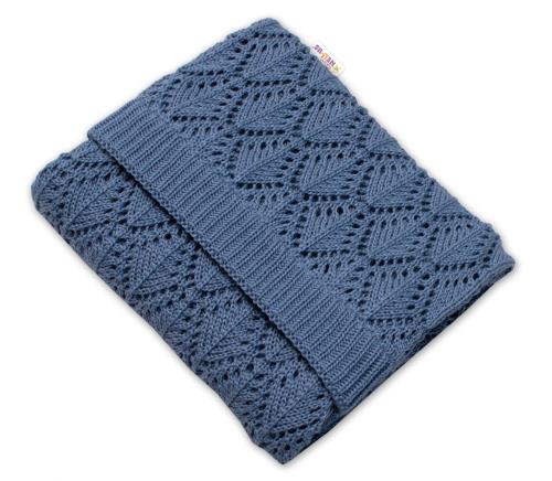 Luxusná bavlnená háčkovaná deka, dečka LOVE, 75x95cm - jeans