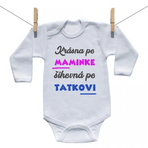 Boodyy Body s dlhým rukávom Krásna po maminke, šikovná po tatkovi 56 (0-2 mesiace) 1025-424283