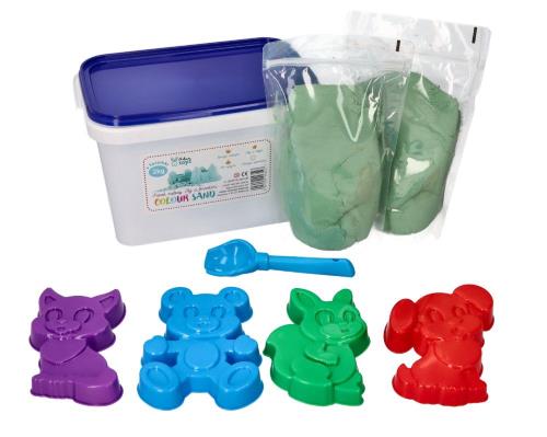 Kinetický piesok - mätový - 2kg + formičky zvierátka zadarmo