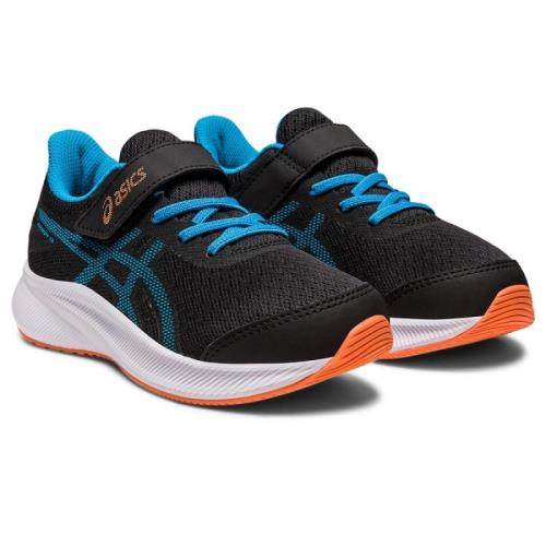 Asics Patriot 13 PS Detská bežecká obuv, čierna/modrá/oranžová, veľ. 31,5 89715-31-5