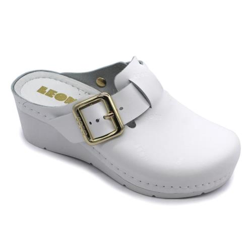 Leon 1024 Dámska zdravotná celokožená obuv na klinovom opätku 36 - 23cm, biela, 6,5 cm