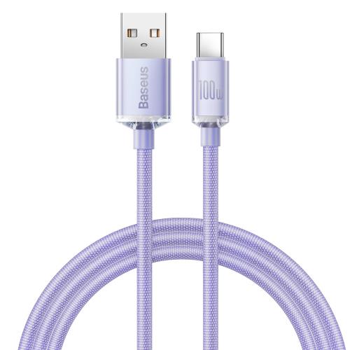 Baseus Crystal Shine kábel USB / USB-C 5A 100W 1.2m, fialový