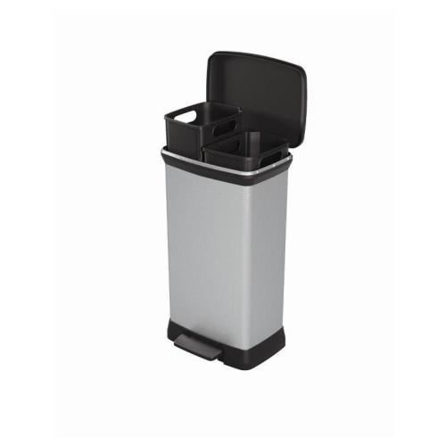 Odpadkový kôš Curver Deco Bin Duo 23 l + 23 l strieborný