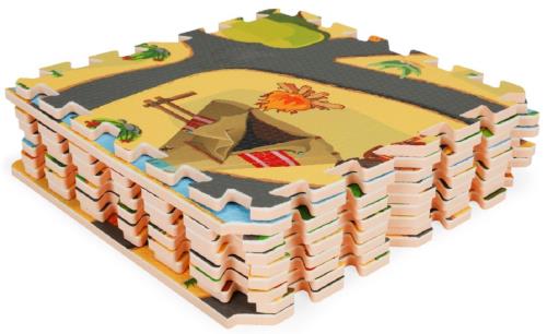 Detské penové puzzle 93,5x93,5cm, hracia deka, podložka na zem Safari, 9 dielov