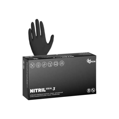 Nitrilové rukavice NITRIL IDEAL3 100ks Čierna S