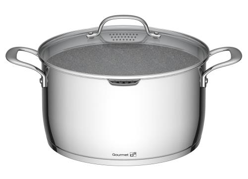 Hrniec G21 Gourmet Miracle s cedníkom 28 cm s pokrievkou nerez/greblon