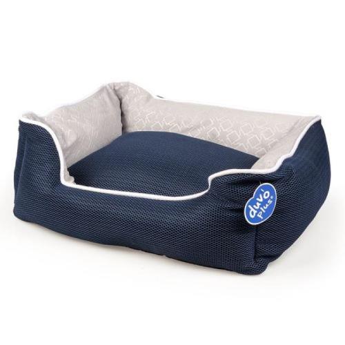 DUVO+ Komfortný obdĺžnikový pelech pre psov S - 60x45x20cm - modrý/sivý
