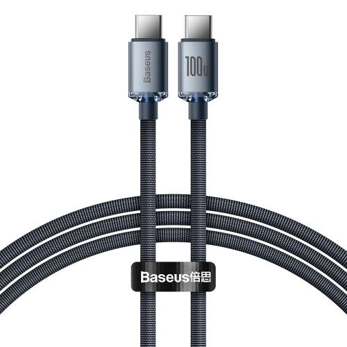 Baseus Crystal Shine kábel USB-C / USB-C 5A 100W 1.2m, čierny