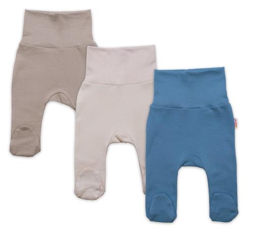 Rastúca výhodná sada, 3x polodupačky pre bábätko Nature - modrá/béžová/taupe