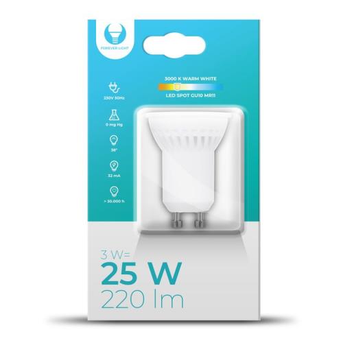 Žiarovka FOREVER LED MR11 GU10 3W 3000K ceramic