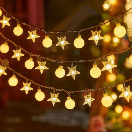 LED Girlanda 10 m (80 LED žiaroviek) USB - Hviezdy a guličky - Biela