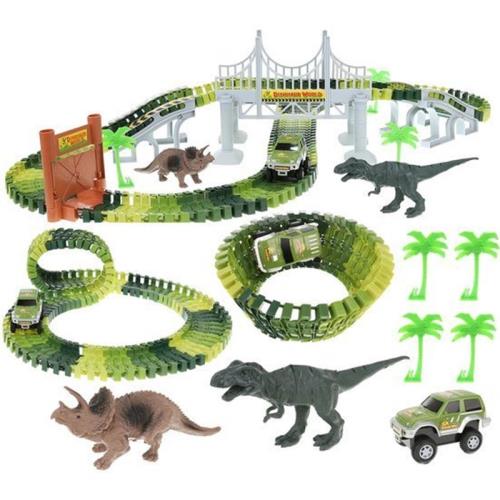 Autodráha s mostom a autíčkom 142ks DINOSAUR WORLD
