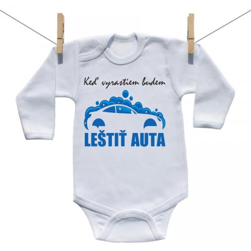 Boodyy Body s dlhým rukávom Keď vyrastiem budem leštiť auta 68 (3-6 mesiacov)