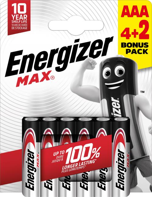 Energizer Max AAA alkalické batérie 6ks (4+2) E303328200