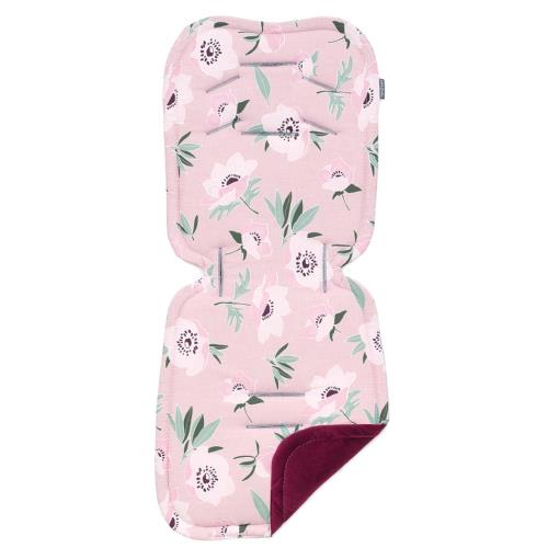 Vložka do kočíka prešívaný Velvet PREMIUM Kvety v ružovej, bordo