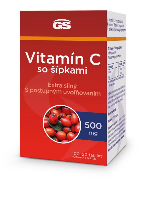 GS Vitamín C500 so šípkami, 100+20 tabliet