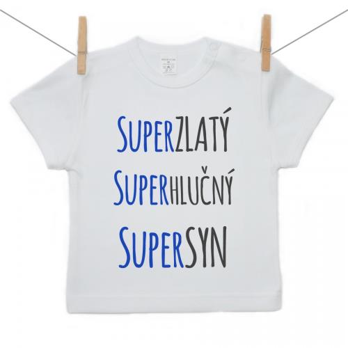 Boodyy Tričko s krátkym rukávom Super zlatý, super hlučný, super syn 116 (5-6 rokov)