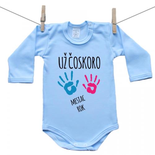 Boodyy Modré body s dlhým rukávom Už čoskoro 74 (6-9 mesiacov)