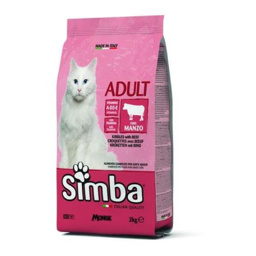 MONGE SIMBA Cat Beef 2kg kompletné suché krmivo pre dospelé mačky s hovädzím mäsom