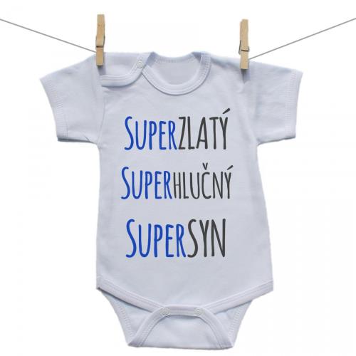 Boodyy Body s krátkym rukávom Super zlatý, super hlučný, super syn 62 (2-4 mesiace) 3772-65761