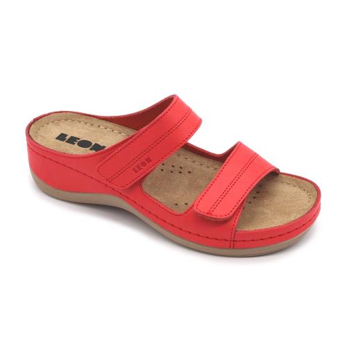 Leon 907 Dámska zdravotná celokožená obuv s prackou 41 - 26cm, červená, 4,5 cm