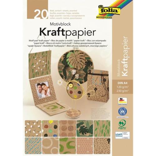 Blok 20 listov kraftového papiera s potlačou 120g a 230g A4-Stafil