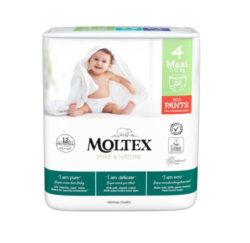 MOLTEX Pure&Nature Nohavičky plienkové jednorazové 4 Maxi (7-12 kg) 22 ks