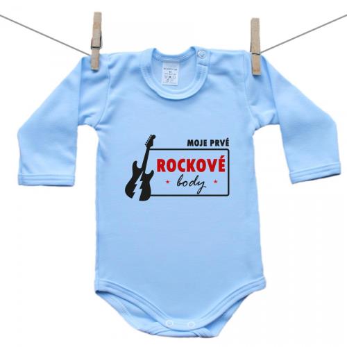 Boodyy Modré body s dlhým rukávom Moje prvé rockové body 56 (0-2 mesiace)
