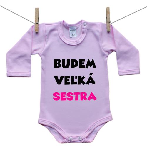 Boodyy Ružové body s dlhým rukávom Budem veľká sestra 86 (12-18 mesiacov)