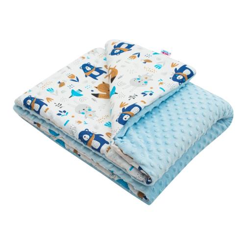Detská deka z Minky s výplňou New Baby Medvedíkovia modrá 80x102 cm , 20C42983