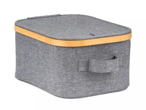 Úložný box G21 24 x 30 x 15 cm, bambusový s vekom, sivý
