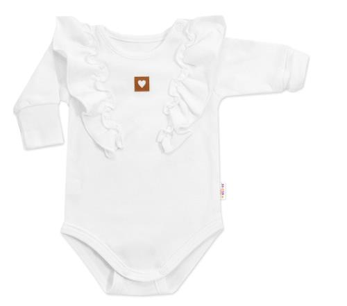 Rastúce body NATURE, dlhý rukáv s volánikmi, bavlna, biele, veľ. 68/74