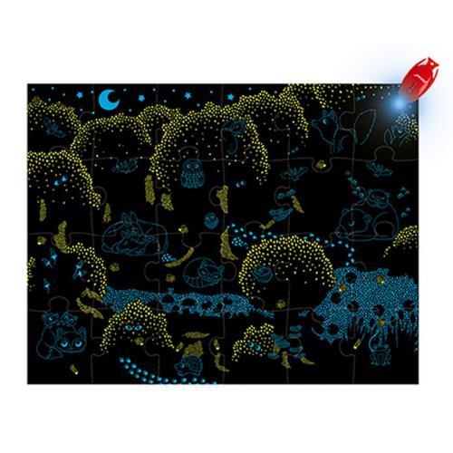 Janod Magické puzzle Les s baterkou 24 ks