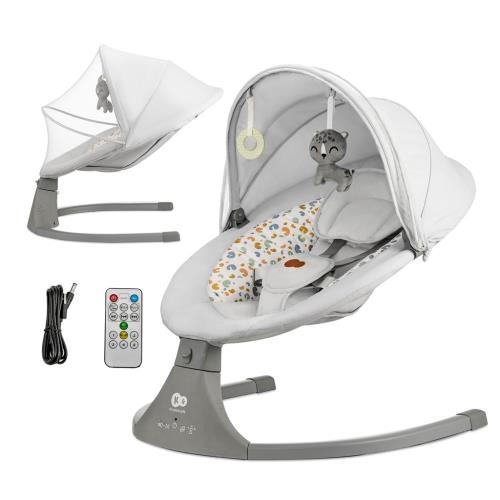 Lehátko pohupujúce s melódiou 2v1 Lumi, do 9 kg, Premium Light Grey