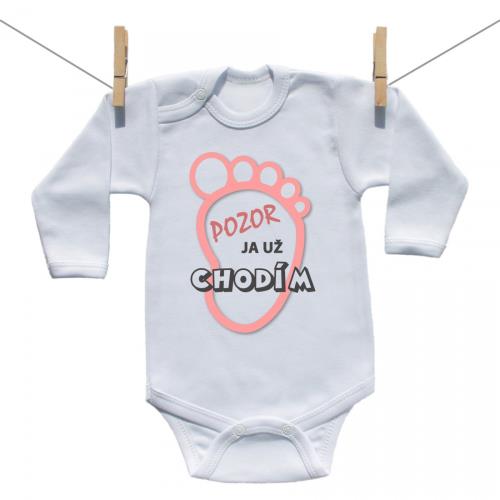 Boodyy Body s dlhým rukávom Pozor ja už chodím Dievča 56 (0-2 mesiace)