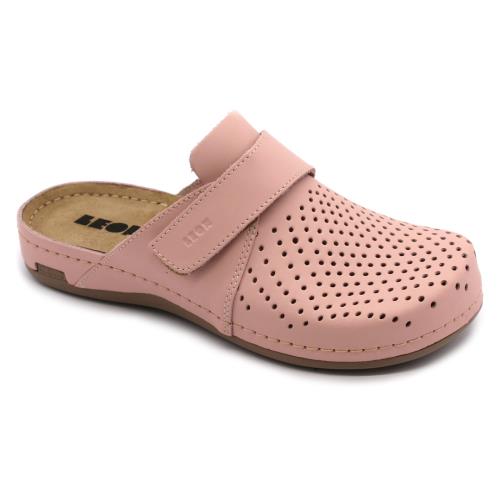 Leon 970 Dámska pracovná celokožená zdravotná obuv 39 - 25cm, ružová, 2,5 cm