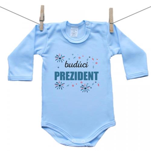 Boodyy Modré body s dlhým rukávom Budúci prezident 68 (3-6 mesiacov)