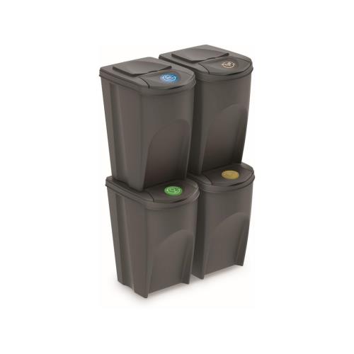 Odpadkový kôš Prosperplast na triedený odpad 4 x 35 l PH ŠE šedý