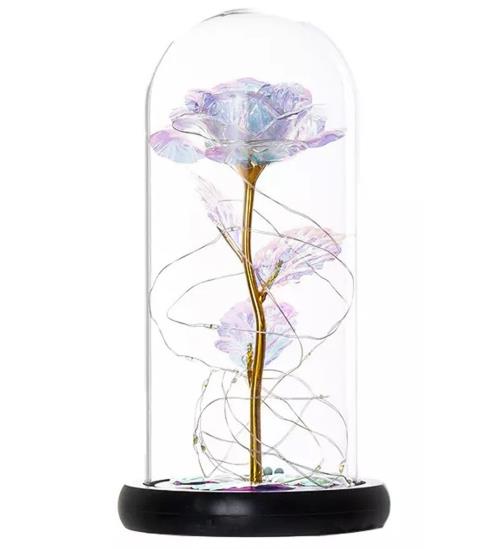 Darček večná ruža v skle LED biela ROSE OF LOVE VRS-25W