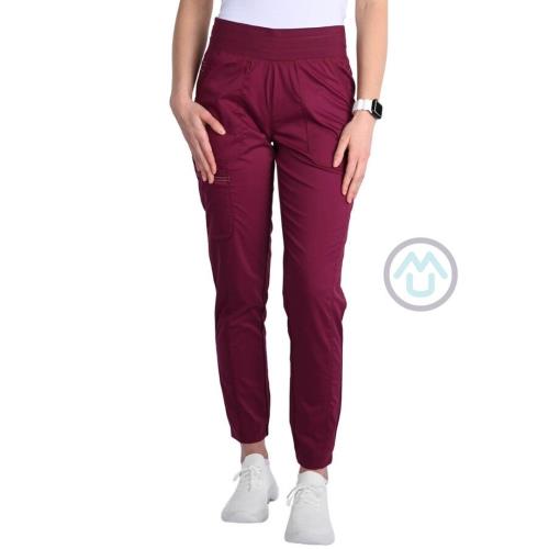 Zdravotnícke dámske jogger nohavice Cherokee Revolution ACTIVE STYLING - vínové XL