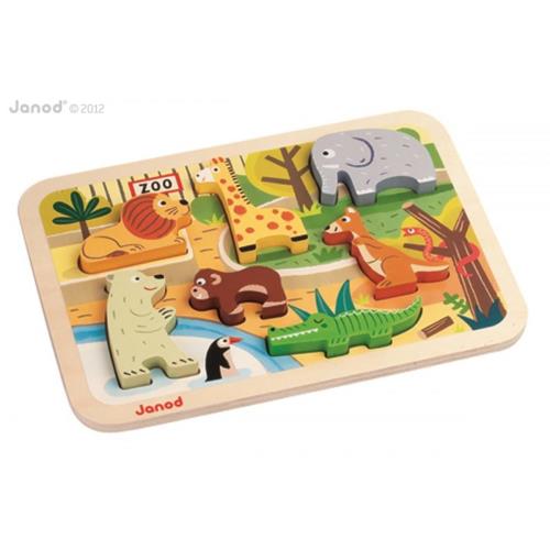 Janod Drevené vkladacie puzzle pre najmenších ZOO Chunky
