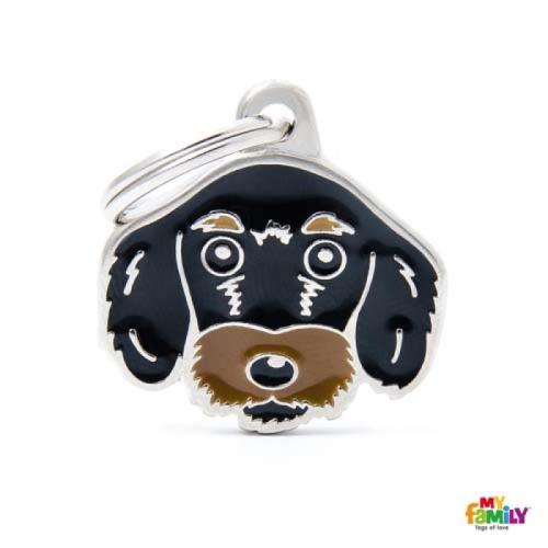 MF BLACK AND TAN WIRE-HAIRED DACHSHUND 2,2x2,7cm gravírovateľný prívesok