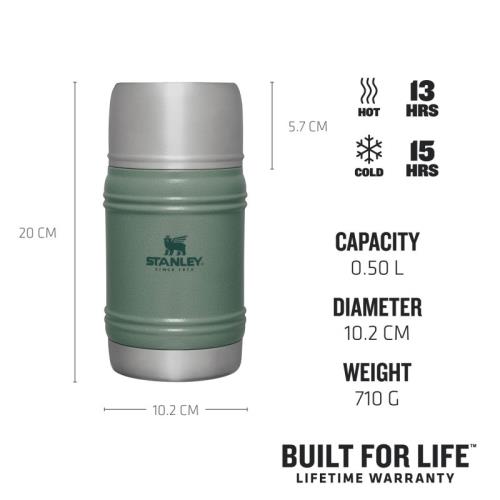 10-11426-004 STANLEY The Artisan Thermal Food Jar .50L / 17oz Hammertone Green