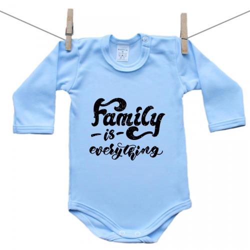 Boodyy Modré body s dlhým rukávom Family is everything 80 (9-12 mesiacov)